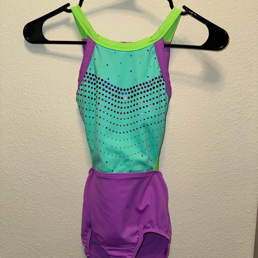 Sylvia P Vibrant Green and Purple leotard